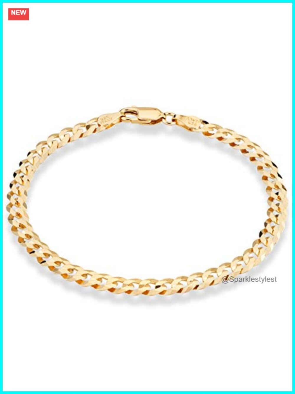 Italian 18K Gold Plated 925 Sterling Silver 5mm Cuban Link Bracelet